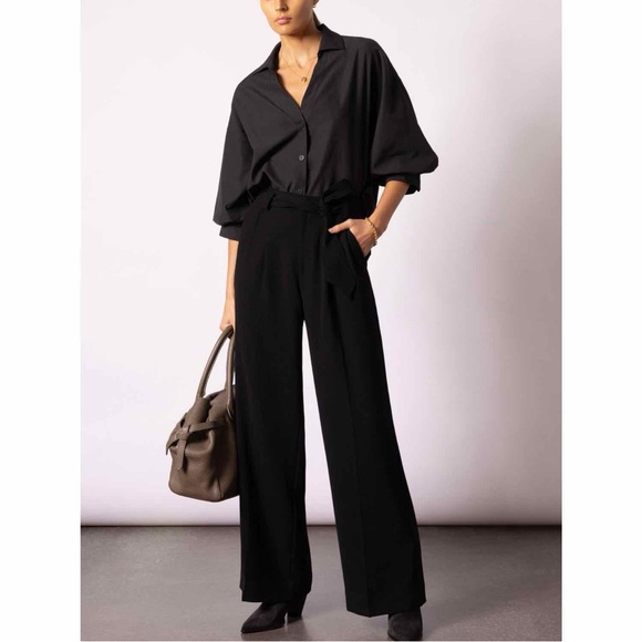 Brochu Walker The Kate Shirt Black Small Minimalist Quiet Luxury Old Money Work - Picture 5 of 16